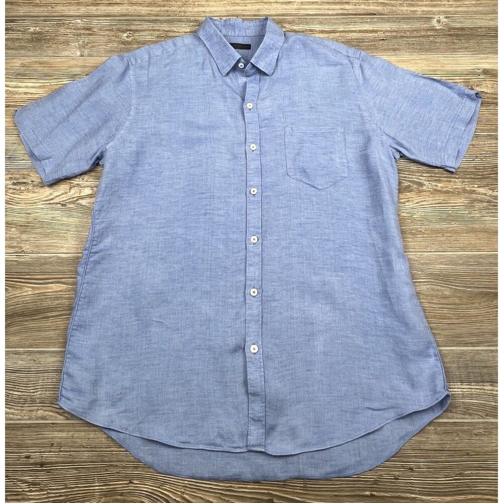 Zachary Prell Men's L Linen Shirt Casual Short Sleeve Front Button Coastal Beach